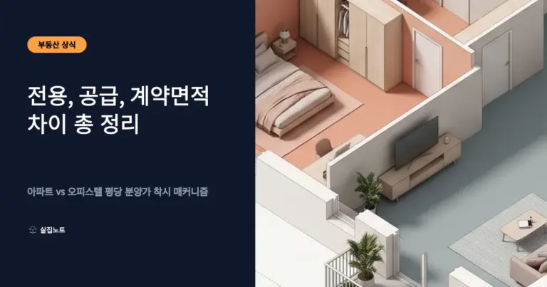 아파트와 오피스텔의 전용면적, 공급면적, 계약면적 차이 및 평당 분양가 계산 구조