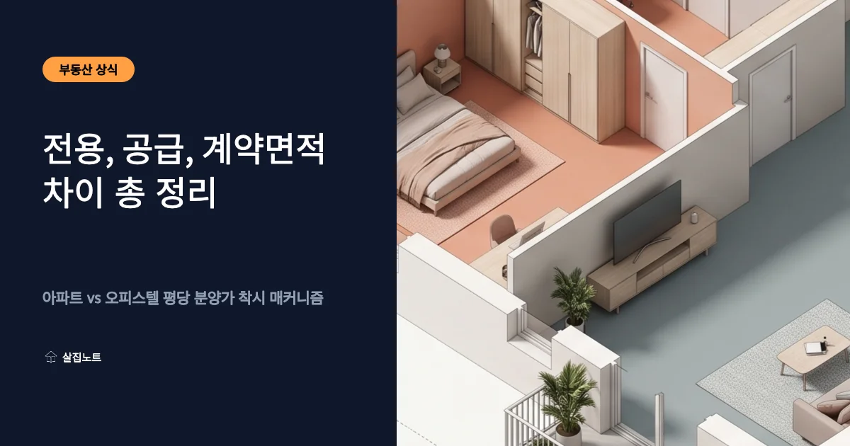 아파트와 오피스텔의 전용면적, 공급면적, 계약면적 차이 및 평당 분양가 계산 구조