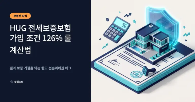 HUG 전세보증금반환보증 가입 한도를 공시가격 126퍼센트 기준으로 계산하는 빌라 전세 계약 일러스트