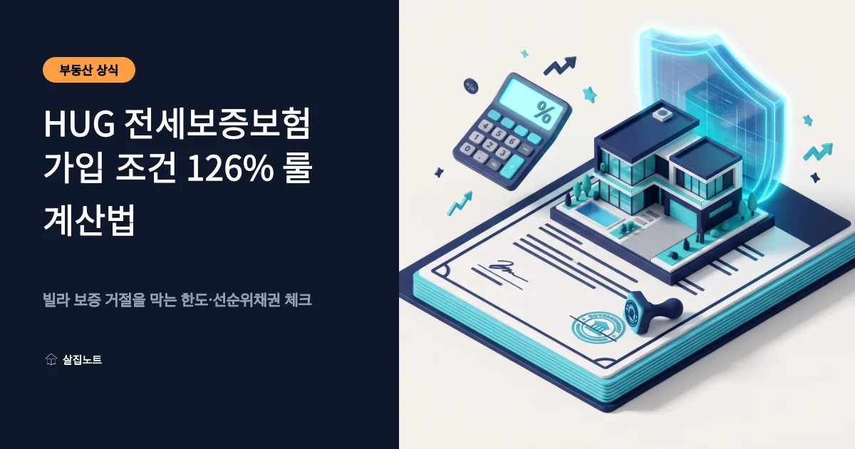 HUG 전세보증금반환보증 가입 한도를 공시가격 126퍼센트 기준으로 계산하는 빌라 전세 계약 일러스트